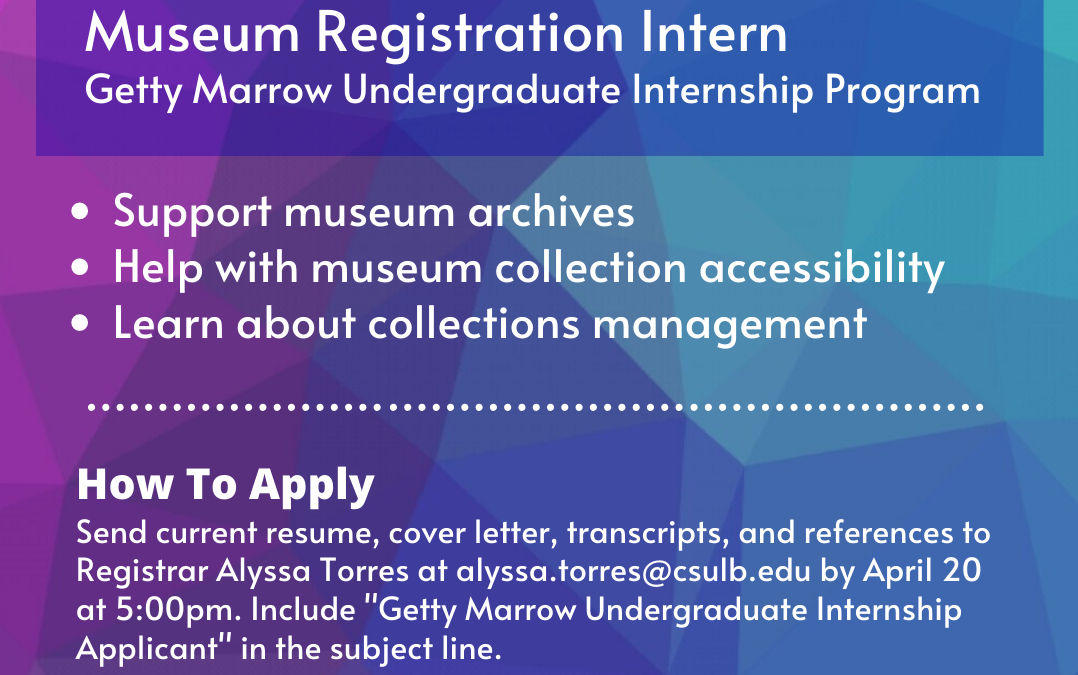 Museum Registration Internship Arts Council for Long Beach