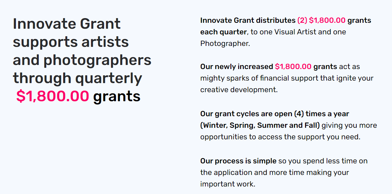 Spring $1,800 Innovate Grants For Art + Photography 